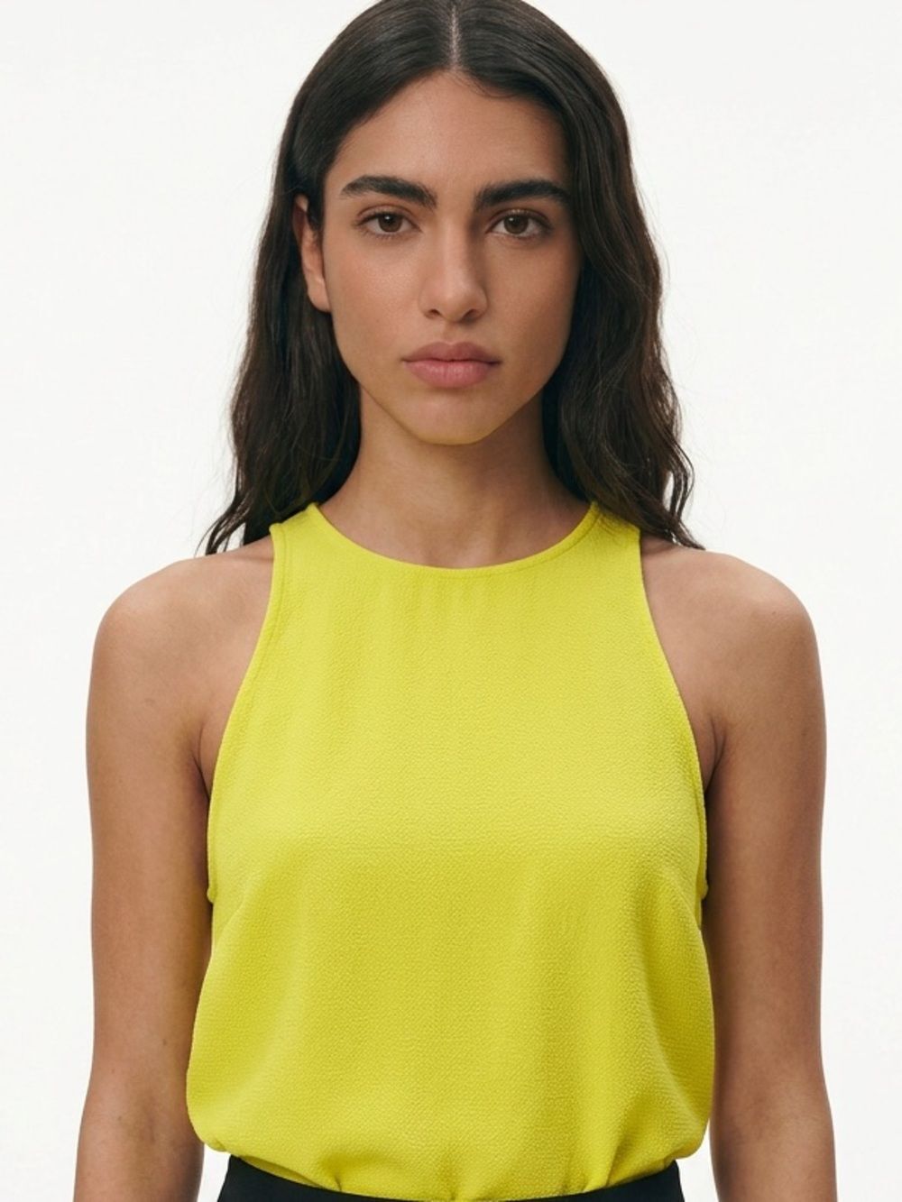 AMERICAN APPAREL | Neon Yellow Green Sleeveless Top Button Back Women’s Size L